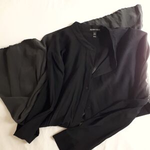 EILEEN FISHER Black/Grey Silk Blouse